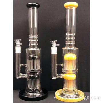 Bongs thủy tinh với buồng đôi và hai bộ chia